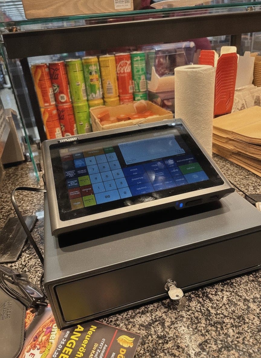 POS-System im Imbiss, im Betrieb